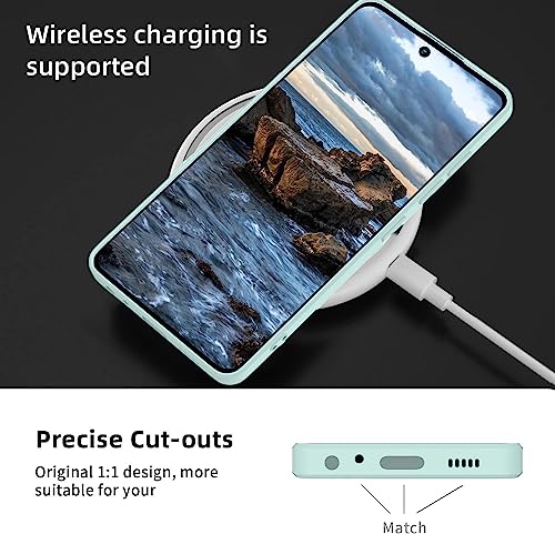 Image of DIZORO Microfiber Candy Case Compatible for Vivo V27 5G Smooth Touch Cushion Liquid Soft Silicone Gel Rubber Phone Cases Non-Slip Full Body Protective Shockproof Back Cover (Mint Green)