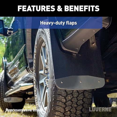 Image of LUVERNE 259924 Rear Dually 20-Inch x 23-Inch Textured Rubber Mud Guards, Select Ford F-350, F-450 Super Duty, 2 Flaps