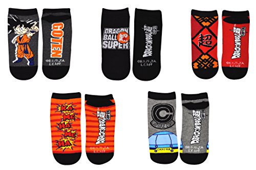 Everything Legwear Dragon Ball Super Socks (5 Pair) - (1 Size) Dragon Ball Z Super Goten Low Cut Socks Women & Men's