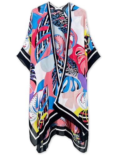 Image of Spicy Sandia Kimonos for Women Floral Beach Cover Up Loose Swimsuit Bathing Suit Coverup Cardigan for Summer Swimwear