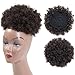 Synthetic Short Kinky Curly Pony Tail High Afro Puff Drawstring PonyTail Clip in on Synthetic Curly Hair Bun Made of Kanekalon Fiber Wrap Updo Hair Extensions with Clips (black-2#)