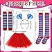 Senker Fashion 80s Costume Accessories Outfits for Women Tutus Skirt Headband Ponytails Striped Thumb Hole Gloves High Socks Red