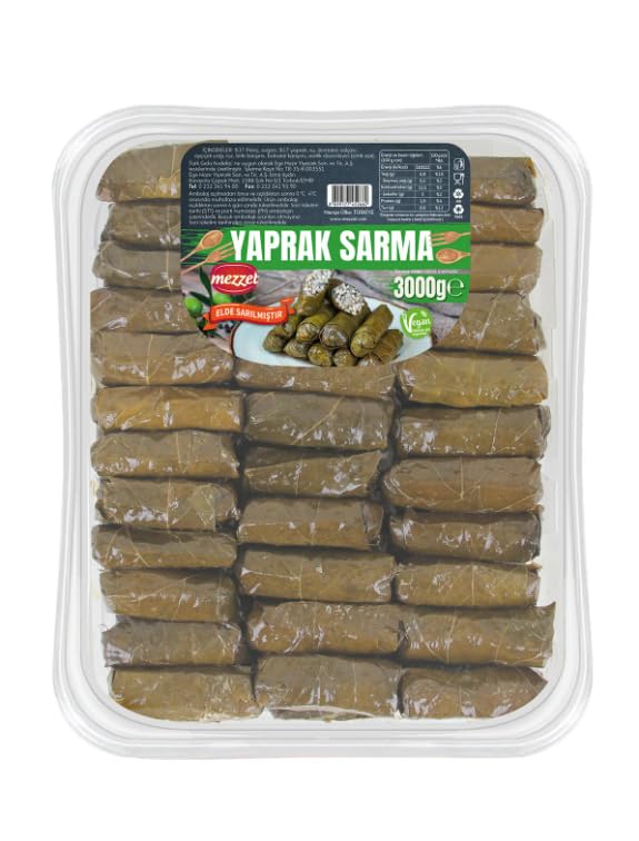 Profesyonel Seri 3 KG Yaprak Sarma -%17 İnce Asma Yaprağı; Restoran Tipi Bol Salçalı ve Özel Bitki Harmanlı, 3000 G