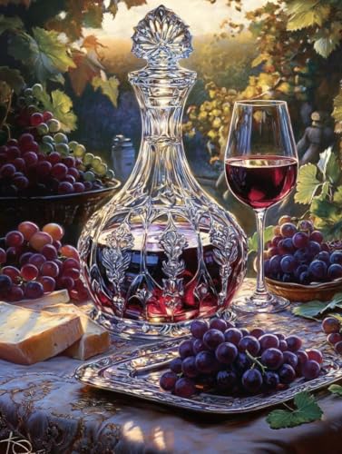DIY Loisir Créatif Anti-Stress : Diamond Painting Raisin Alcool 5D pour Adultes Débutants