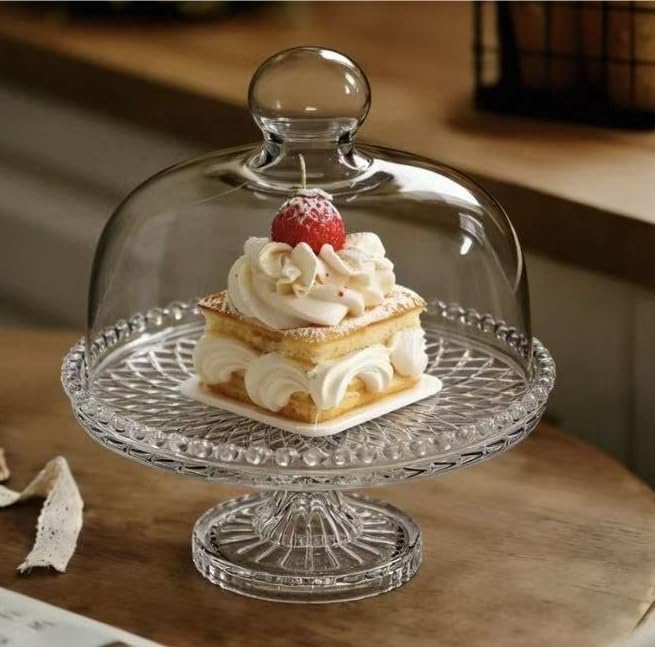 Espositore for torte, vassoio da dessert con cupola in vetro, supporto for pasticceria for prodotti da forno domestici
