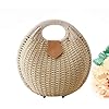 FENICAL Rattan Handbag Fashionable Straw Shell Shape Storage Handbag for Female Woman Lady (Beige)