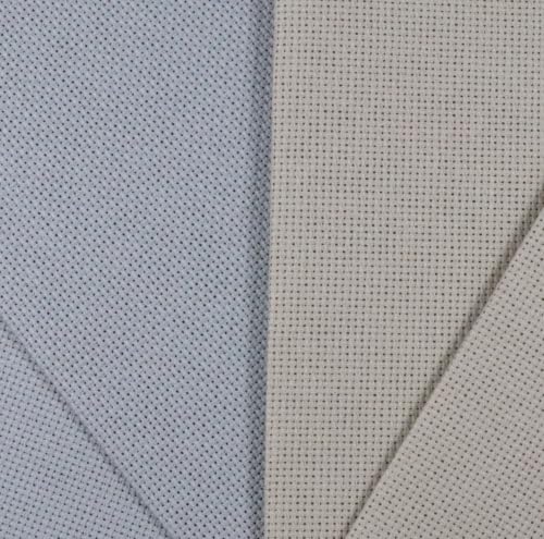 Image of KCS 4 /6 pc of 12 inch x 18 inch 18 Count Cotton Aida Cloth Cross Stitch Fabric (4 pc, Pearl Grey+Light Grey)