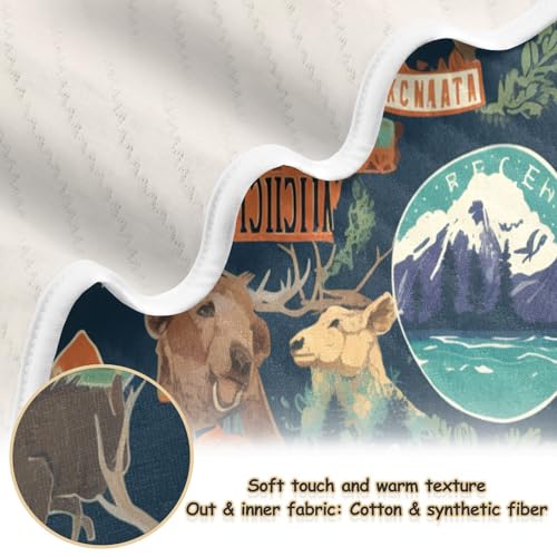 Image of Baby Swaddle Blanket for Boys Girls Soft Warm Stroller Throw Blanket for Newborn Infant Toddler 30X40in Camping National Park Colorful Labels Emblems (2)