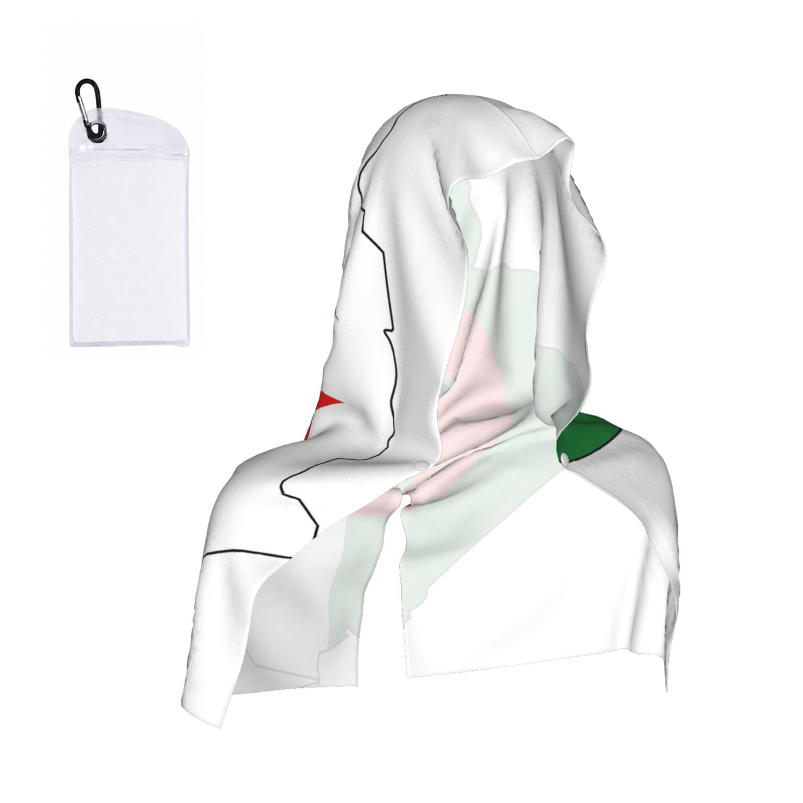 DUWAA Algeria Flag Map Print Cooling Hooded Sports Towel, 30×60cm Quick Drying Summer Cool Head Wrap For Neck And Face