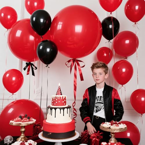 Image of Red Big Balloons 32pcs, 18 Inch Large Latex Giant Heavy Duty Balloons for Birthday Wedding Baby Shower Decorations