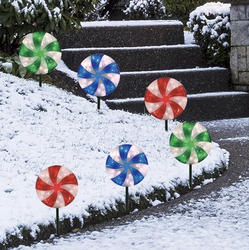 LED Peppermint Pathway Lights, Red Blue Green, Outdoor Christmas Decorative