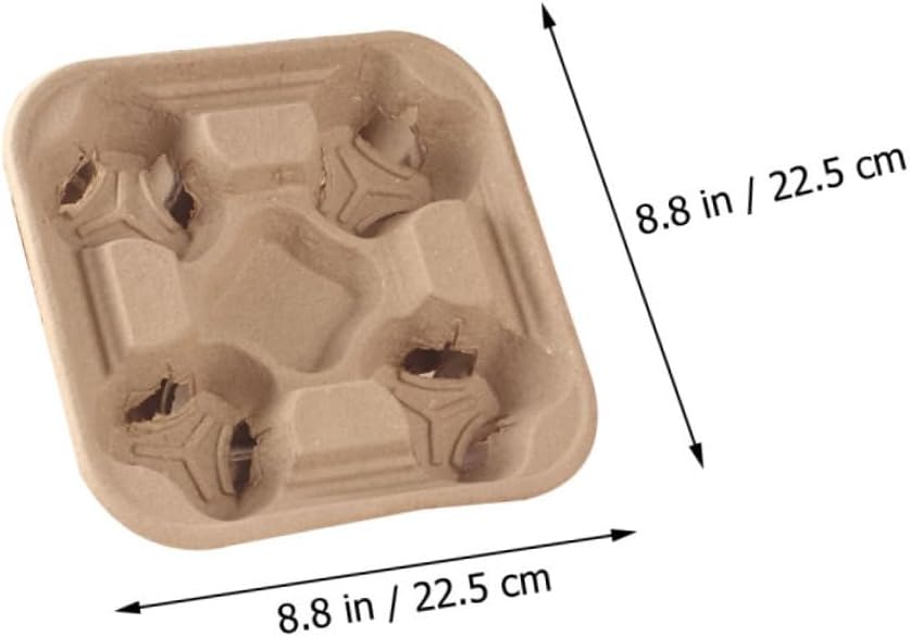 Unomor 25pcs Biodegradable Paper Pulp Cup Holders Four-cup Beverage Packing Trays for Safe Takeout Transport for Coffee and Tea Shops