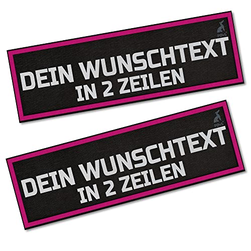 P24S 2 Stücke personalisiertes, benutzerdefinierter Klettsticker mit zwei Textzeilen und Klettverschluss (Groß)