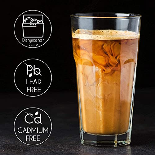 Image of 500 ML Highball Glass Set of 2 Large Drinking Glasses Heavy Base Tumblers for Water, Juice and Cocktails, Iced Tea, Milkshake, Coke,Home, Everyday Use-Dishwasher Safe (Heavy 500 ML, Set of 2)