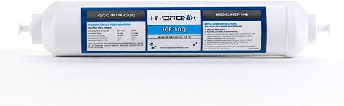 Hydronix ICF-10Q Filtro de coco en línea 2000Gal 2de diámetro externo x 10 de longitud 14 conexión rápida