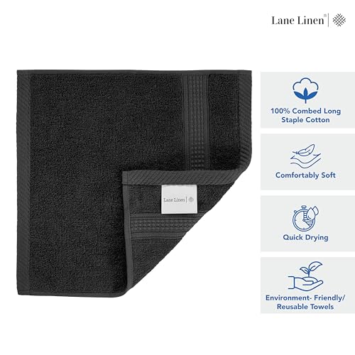 Image of Black Hand Towels for Bathroom - 6 Pack (16 inchx28 inch), 100% Ringspun Cotton Hand & Face Towel - Soft, Prevent Fraying, Fade and Shrink Resistant - Daily Use Gym Towels for Men & Family Bathroom Hand Towel