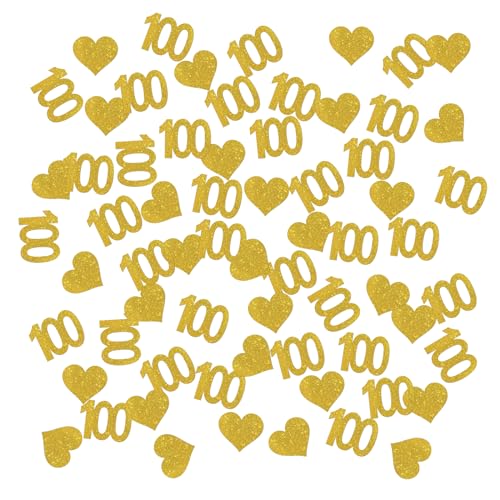 Number 100 Confetti Gold Glitter, Happy 100th Birthday Table Decor, One Hundred Years Paper Scatter, 100th Anniversary Cheers to 100 Years Party Table Decorations, 120pcs