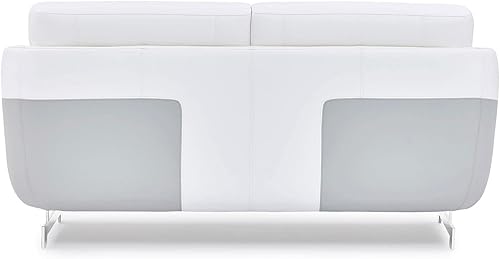 Miniatura 6 de Zuri Furniture Modern Armondo Loveseat en dos tonos de cuero de microfibra blanca y acento gris Blanco/Gris,Negro -