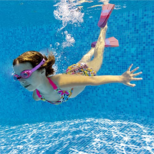 Image of Kids Short Swim Fins, Lap Training Flippers for Pool Youth Beginners | Soft Silicone Swimming Fins with Mesh Storage Bag for Children, Boys, Girls & Women