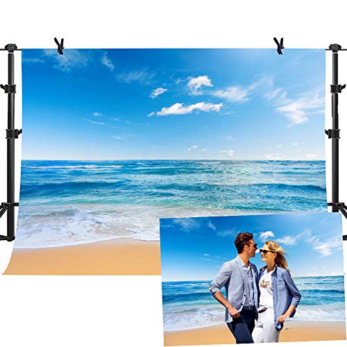 MTMETY Ocean Backdrop Beach Photography Backdrops 10X7ft Seamless Sea Blue Sky Background Summer Photo Background for Studio GEME749