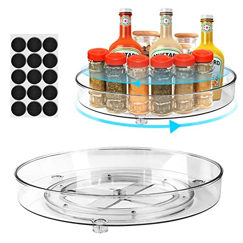 TUFA 2 Stück Drehteller Organizer,Lazy Susan Drehtablett Küchen Kühlschrank Organizer(23,5+27cm),Transparent Drehplatte Drehbar Drehteller für Kühlschrank Drehscheibe,Rondell Aufbewahrung Turntable