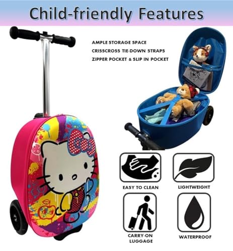 Fast Forward Kid’s Licensed 18" Ride-On Suitcase Scooter - Lightweight Carry-On Foldable Scooter Luggage 5