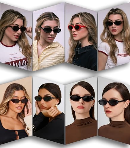 AIEYEZO Retro Oval Sunglasses for Women Fashion Small Oval Frame Sun Glasses 90s Vintage Style Shades2
