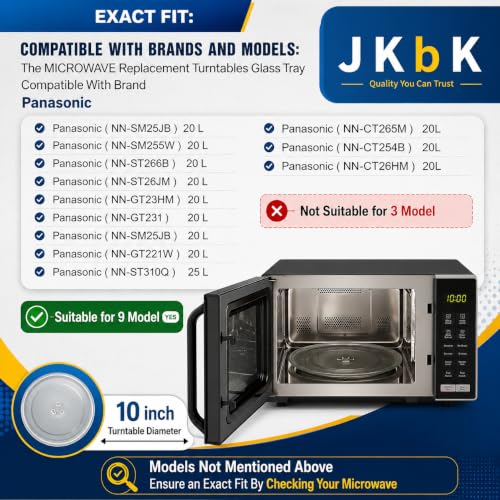 Image of J K b K - Microwave Oven Turntable Glass Compatible with Panasonic 20 & 25 litres Models Microwave Oven Turntable Glass Plate /Tray (Size 10 inch /255 mm)