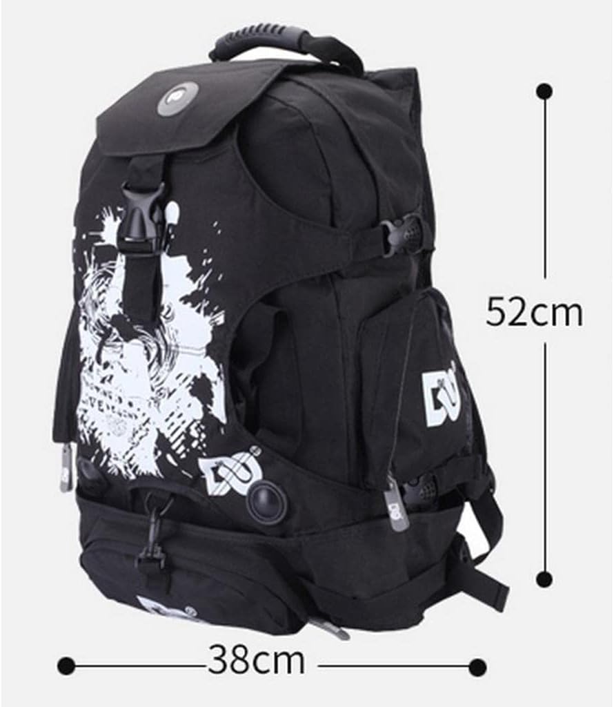 Large Capacity Roller Skate Backpack for Inline & Quad Skates, 53x36x19cm (20.9x14.2x7.5in) Durable Polyester Bag for Skating Shoes, Sports Gear, Travel, Black