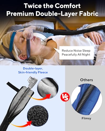 Image of 6.5ft CPAP Hose Cover for Heated Tubing, Double-Sided Thickened Cpap Tube Cover Compatible with Resmed Airsense Climatelineair 10&11 Tubes (Black)