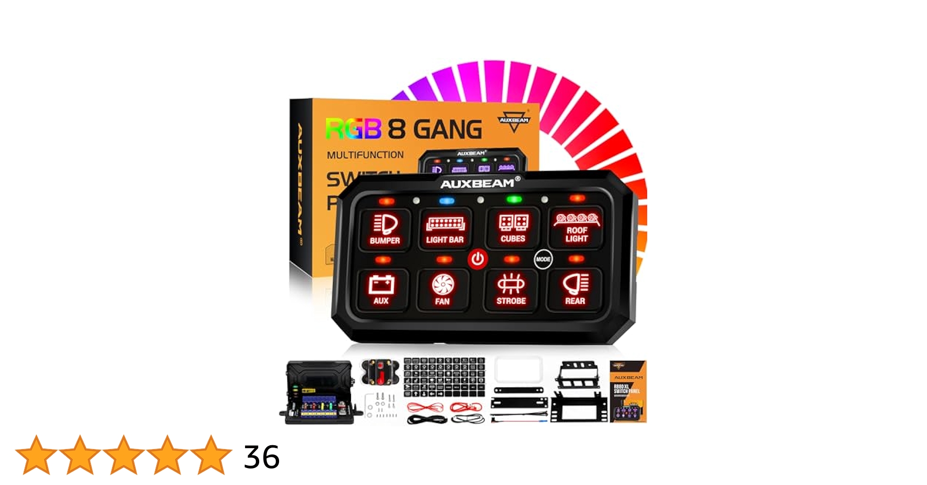 Amazon.co.jp: Auxbeam RGB 8ギャングスイッチパネル 5.3インチ