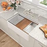 Design cool : le tablier incurvé à bord arrondi sur le devant peut rendre le travail de nettoyage ou de préparation plus confortable. Ouverture de vidange standard de 8,9 cm, vidange plus rapide et empêche le blocage. Disponible pour votre ensemble d'élimination des déchets.