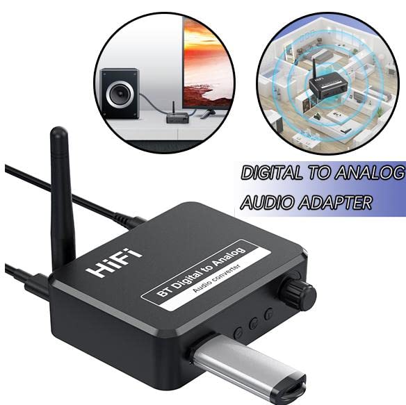Image of MICROWARE Bluetooth 5.3 Digital Audio Receiver, DAC, Digital to Analog Converter 3.5mm Aux RCA L /R U-Disk High Fidelity Optical Stereo 2 in1 Wireless Adadper