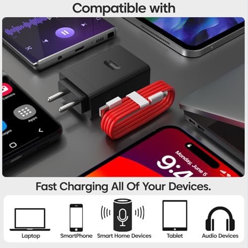 Image of Sounce Supervooc 10W Power Adapter-Ultra Fast Charger, Fast Charger with USB to C Dash SUPERVOOC Cable for 12 /12r /11 /11R /10 /10R /9 /9R /Nord 4 / Ce4 / Ce3 / Ce4 Lite and Other Devices