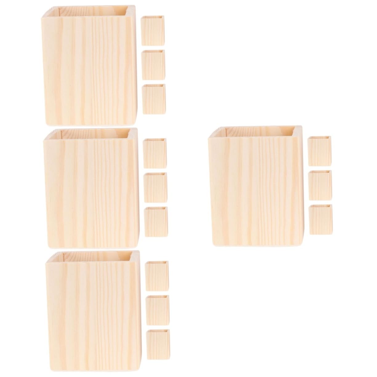 PRETYZOOM 16 Pz Barile di stoccaggio in legno organizer da scrivania con penna porta pennelli per trucco portamatite portapenne tazza della penna Portaspazzole porta di legno