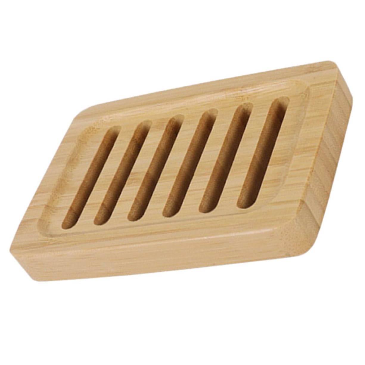 ABOOFAN 5 Piezas Jabonera de Bambú Natural para Drenaje de Jabón y Esponjas Organizador para Baño y Cocina Resistente y Duradero para Mantener Jabones Secos y Evitar la Ablandamiento
