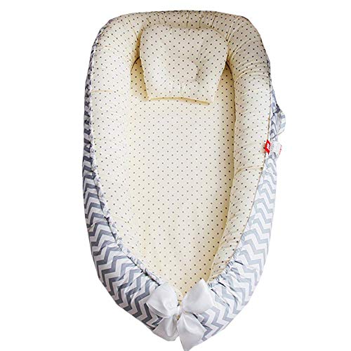 TEALP Tumbona para bebé, Nido de bebé, Nido Transpirable para recién Nacido, Funda extraíble con algodón orgánico Supersuave, estrella de onda amarilla