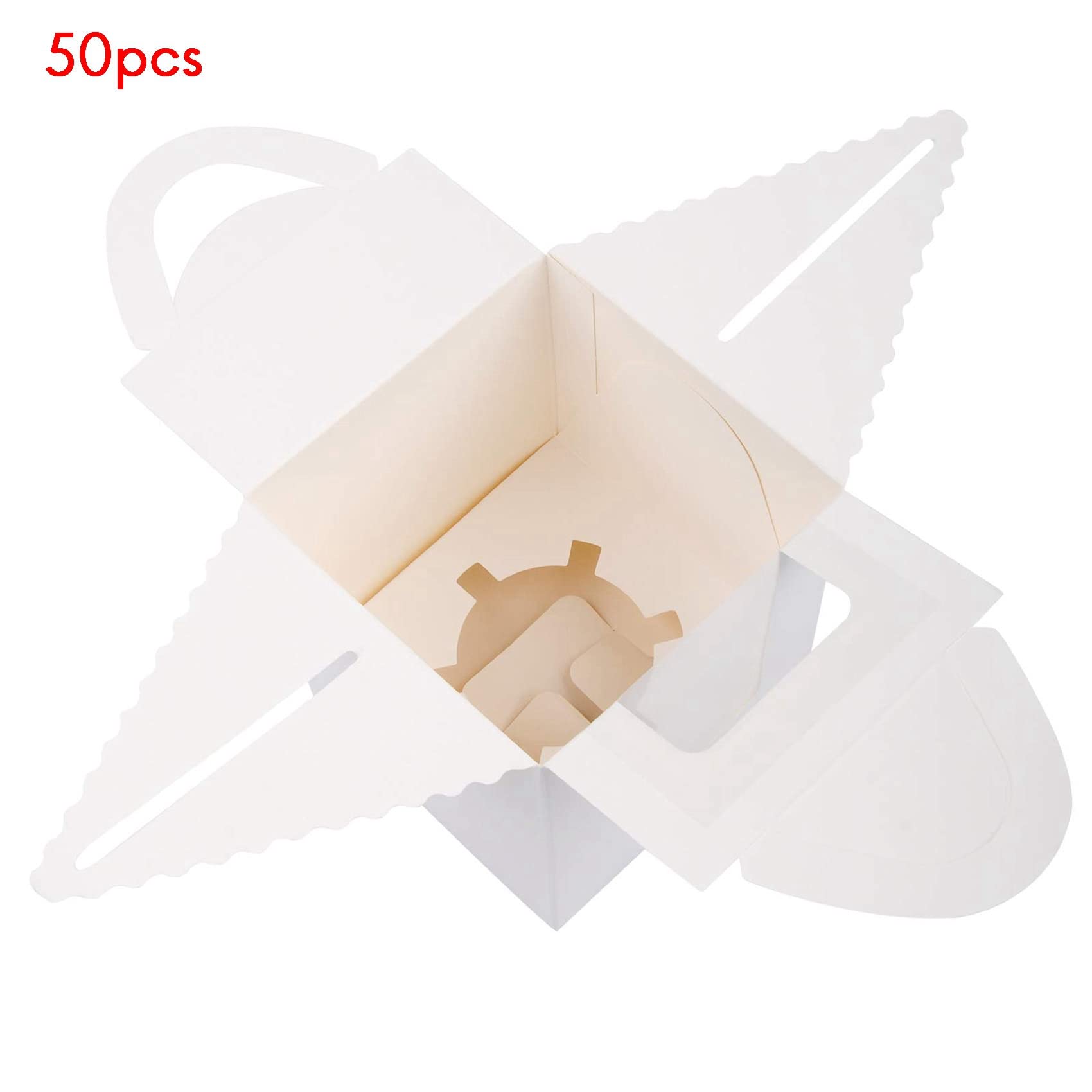 PENGY 150 piezas Serie Cajas de Pastel Simples Piezas Titulares de Cupcake Individuales Blancos con Insertos de Ventana para Embalaje de Empaquetado de Panadería