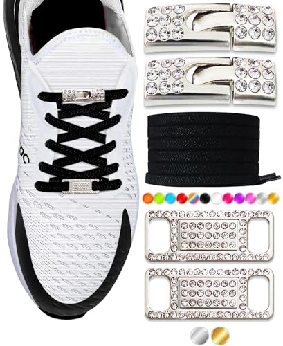 TOPPING STYLE Lacets élastiques sans nœud serrures brillant diamant charme noir
