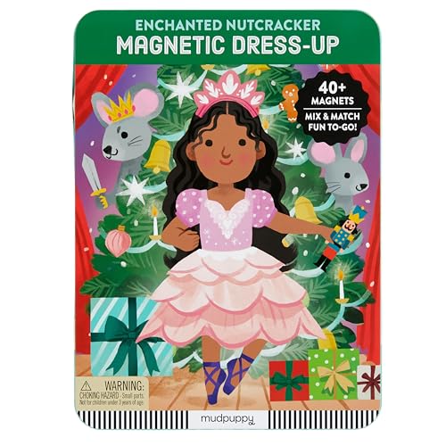 Mudpuppy Enchanted Nutcracker – Magnetic Dress Up Game with Illustrated Christmas Scenes Including 2 Ballerina Characters and Over 40 Mix and Match...