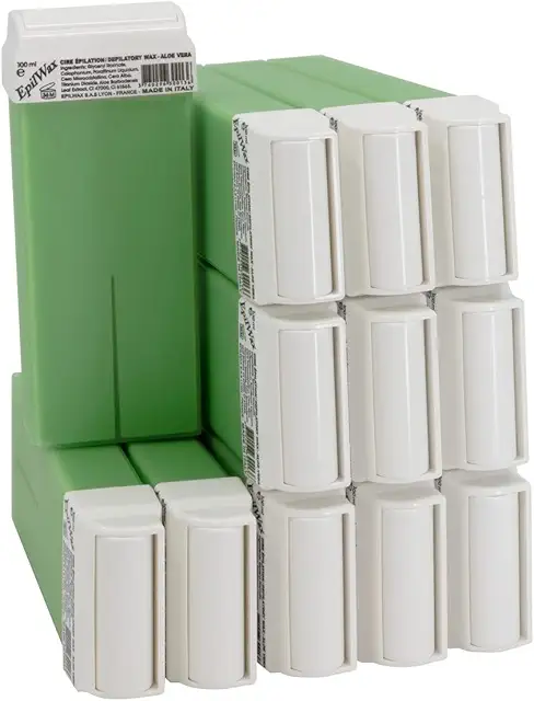Pack de 12 recharges de cire en cartouche roll-on à l'aloe vera pour épilation professionnelle