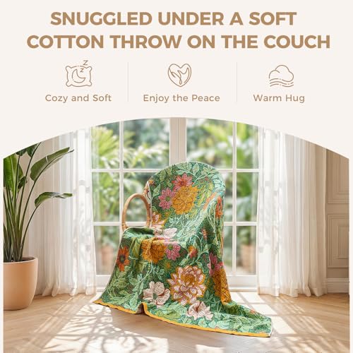 Image of LUTBM Boho Throw Blanket for Couch 50 inchx60 inch, Cotton Decorative Bed Throw