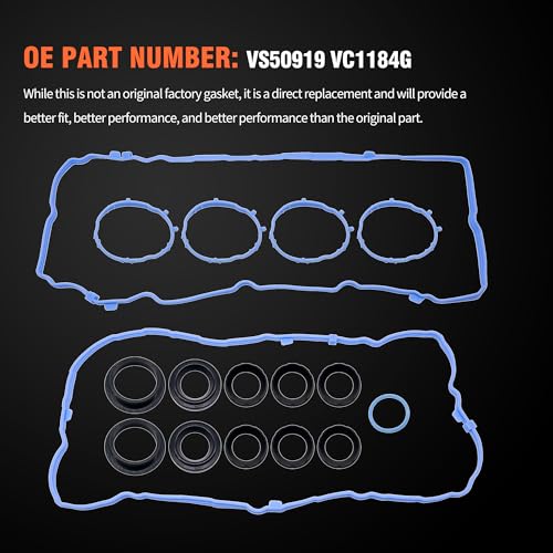 Image of HiSport Engine Valve Cover Gasket Set - Compatible with Chrysler Pacifica Voyager Dodge Durango Jeep Grand Cherokee Wrangler Ram 1500 ProMaster 1500 /2500 / 3500 3.6L 2016-2022 - Replace VS50919