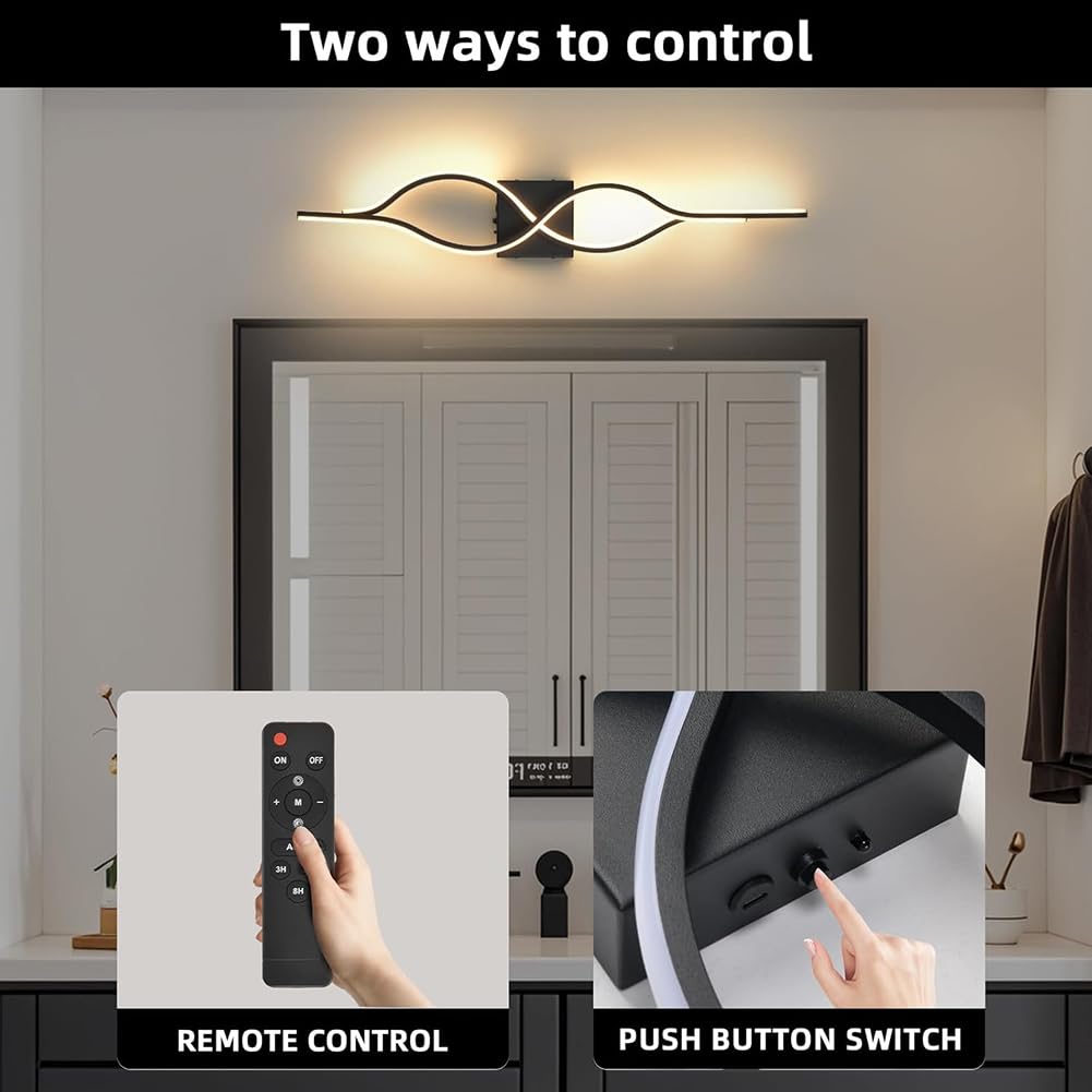 Aplique de Interior LED Recargable sin Conexión Eléctrica con Mando a Distancia Lámpara Moderna para Salón con Temporizador Iluminación de Pared Inalámbrica Interruptor Táctil 80cm,2 stück