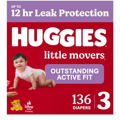 Image of Huggies Little Movers Diapers Size 3, 136 Count