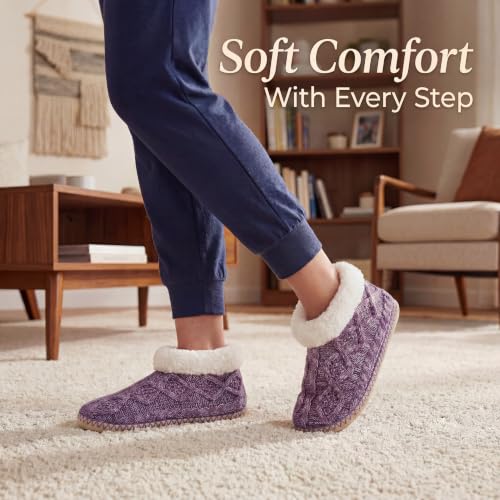 Image of cosyone1997 Cable Knit Slipper Socks for Women Non Slip Soft Sole | Fuzzy sherpa lining, gripper dots, flexible bootie coverage and machine washable care for warm, comfortable indoor wear