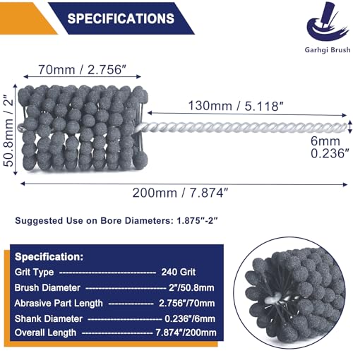 Image of Garhgi 2 Inch (50.8mm) Cylinder Hone Tool, Flexible Resilient 240 Grit Ball | Silicon Carbide for Engine Brake Rotors Cylinders Camshaft Bearings Piston Rings Surface Finishing Crosshatching Deglazing