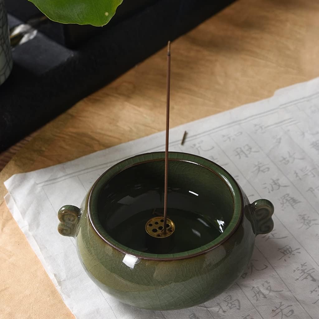 Incense Burner, Ceramic Incense Holder for Stick/Cone/Coil, Porcelain Glaze Censer Holder for Home Office Yoga Teahouse Temple Medelitation Incense Fountain