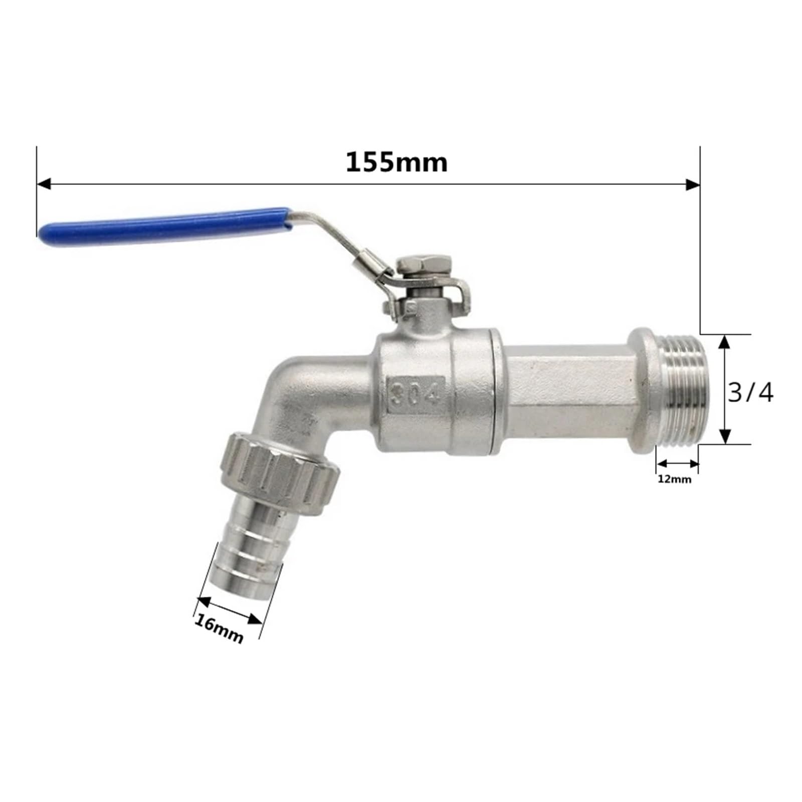 1/2 "3/4" 1 "macho a espiga for manguera válvula de bola de acero inoxidable 304 grifo de agua grifo hogar jardín anticongelante al aire libre(DN20 3l4 BSP)