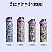 Insulated Water Bottle with Straw - Encool Stainless Steel Water Bottle with Push Button Lid, Leak-Proof & BPA-Free, Keeps Cold for 24 Hours for Sports, Travel, Gym (24 oz, Floral Afterlife)